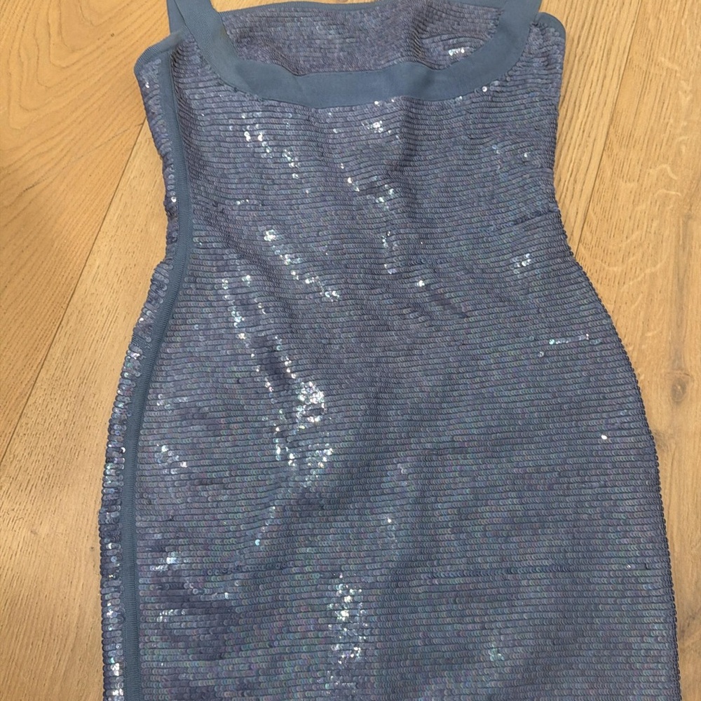 Herve Leger Navy Sequin Midi Dress